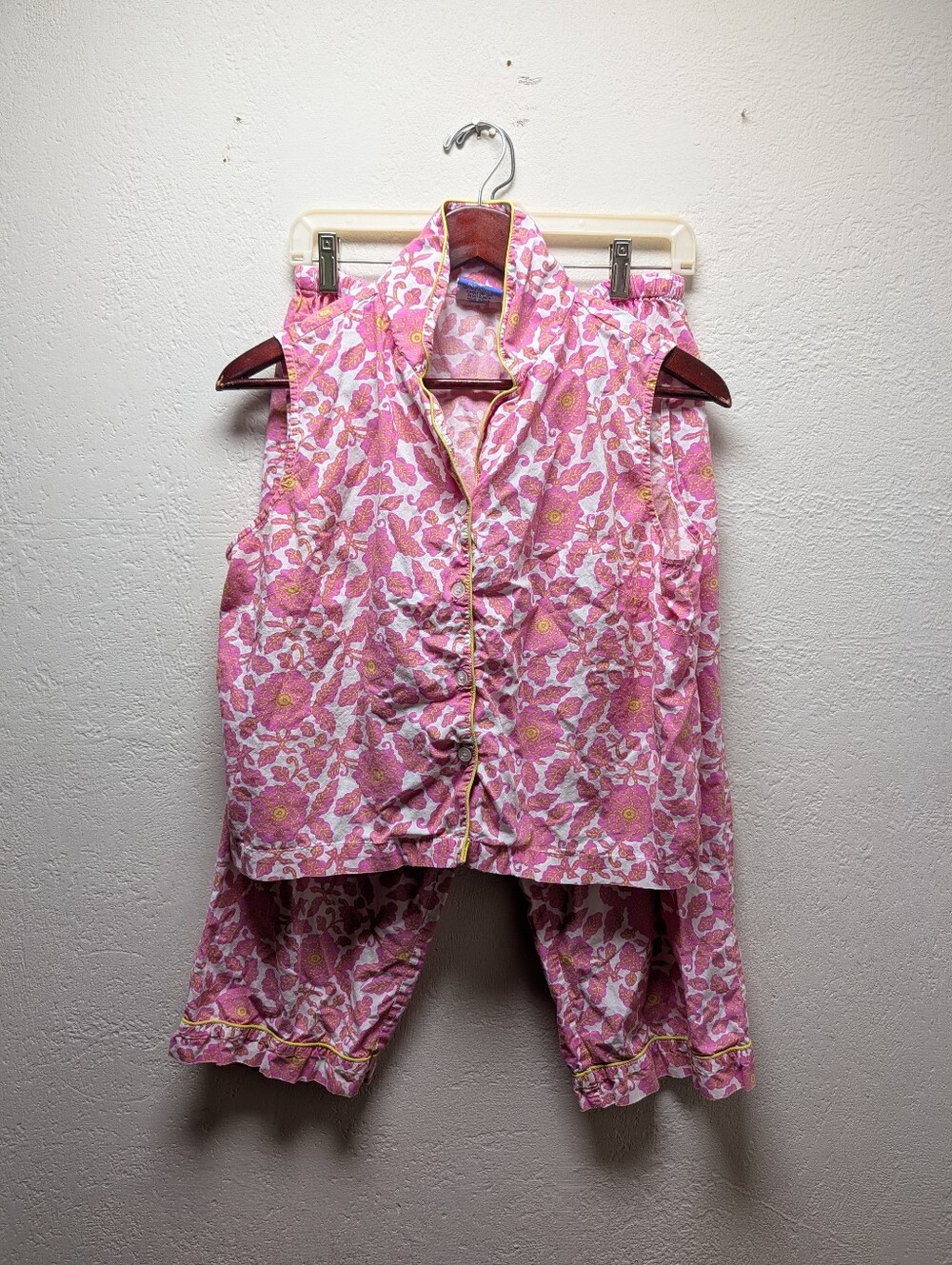 Pine Cone Hill Fine Linens Pajama Set S Cotton Pink Floral Sleeveless Capri